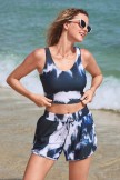 Blue and White TieDye Relaxed and Comfortable Bikini Top with Boy Short Set