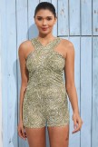 Floral Cross Neck Wide Straps Ruching Tummy Control OnePiece Swimsuit