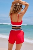 Red Colorblock Spaghetti Strap Timeless Fashion Bikini Top