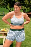 Striped Adjustable Straps Charming Plus Size Bikini Top and Boy Short Set