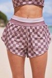 Mauve Checkered DoubleLayer Athletic Shorts