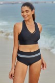 Black V Neck Yshaped Back Sporty Bikini Set