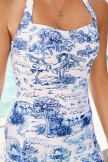 Blue Nature Forest Pattern Retro OnePiece Swimsuit