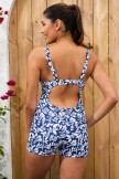 Floral Sweetheart Neck Underwire Adjustable Straps Backless Onepiece Swimsuit