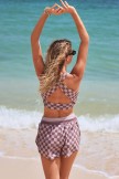Mauve Checkered DoubleLayer Athletic Shorts
