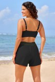 Colorblock Adjustable Straps Elegant Bikini Top and Boy Short Set