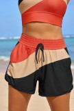 Colorful Colorblock Sporty Athletic Short with Pockets