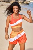 Orange Colorblock Racerback Sporty Bikini Top