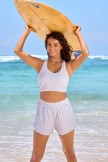 White Checked Racerback Sporty Bikini Top and Boy Short Set