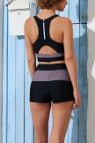 Black Colorblock Wide Straps Scoop Neck Bikini Top With Boy Shorts Sets