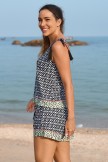 Black Geometric Pattern Tassel Tankini Set