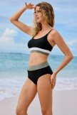 Black Colorblock Minimalist Cute Bikini Set
