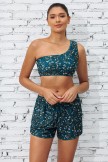 Floral Print One Shoulder Crop Bikini Top And HighWaist Boy Shorts Set