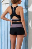 Black Colorblock Wide Straps Scoop Neck Bikini Top With Boy Shorts Sets