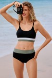Black Colorblock Minimalist Cute Bikini Set