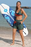 Colorblock Scoop Neck EyeCatching Bikini Top with Boy Short Set