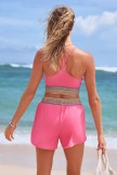 Soft Pink Sporty Athletic Short with Zipper Pockets