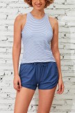 Striped High Neck Sporty Tankini Top and HighWaist Boy Shorts