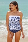 Geometric Patterns Strapless Bandeau Tankini Set