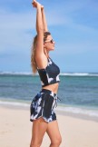 Blue and White TieDye Relaxed and Comfortable Bikini Top with Boy Short Set