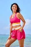 Red Scoop Neck Racerback Sporty Bikini Top and Boy Short Set