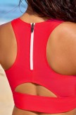 Red Colorblock Racerback Sporty Bikini Top