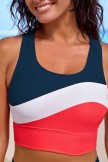 Red Colorblock Racerback Sporty Bikini Top