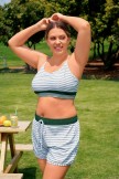 Striped Adjustable Straps Charming Plus Size Bikini Top and Boy Short Set