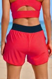 Red Colorblock Sporty Athletic Short with Pockets