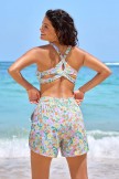 Floral Scoop Neck Flattering Bikini Top and Boy Short Set