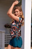 Green Bohemian Vintagestyle Tankini Top with Boy Short Set