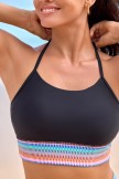 Black Spaghetti Straps Crossback Chic Bikini Top
