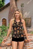 Bohemia Floral Print Sleek Elegant Tankini Top And Boy Short Set
