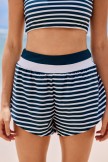 Green and White Striped Fresh and Natural Sporty Athletic Short