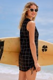 Black Checkered Elegant Vintage Swimdress