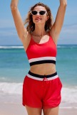 Red Colorblock Spaghetti Strap Timeless Fashion Bikini Top