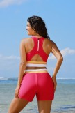 Red Scoop Neck Racerback Sporty Bikini Top and Boy Short Set
