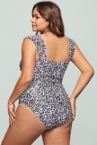 Leopard Wide Straps OffShoulder OnePiece Swimsuit