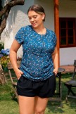 Floral Sleeved Elegant Plus Size Tankini Top with Boy Short Set