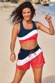 Red Colorblock Racerback Sporty Bikini Top