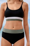 Black Colorblock Minimalist Cute Bikini Set