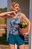Bold & Lively Green Tropical Flower Style Tankini Top and Boy Short Set