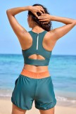 Teal Colorblock Racerback Sporty Bikini Top