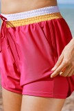 Red Scoop Neck Racerback Sporty Bikini Top and Boy Short Set