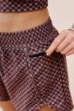 Brown Checked ZipPocket Stylish Athletic Short