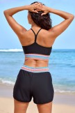 Black Spaghetti Straps Crossback Chic Bikini Top