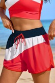 Red Colorblock Sporty Athletic Short with Pockets