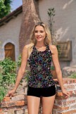 Vibrant Colorful Floral Sleek Elegant Tankini Top And Boy Short Set
