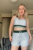 Striped Adjustable Straps Charming Plus Size Bikini Top and Boy Short Set