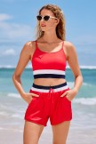 Red Colorblock Spaghetti Strap Timeless Fashion Bikini Top